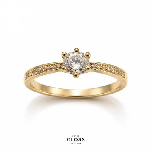 Anillo Compromiso Olimpo Petit Baño de Oro 18k - Joyas Gloss Crystal