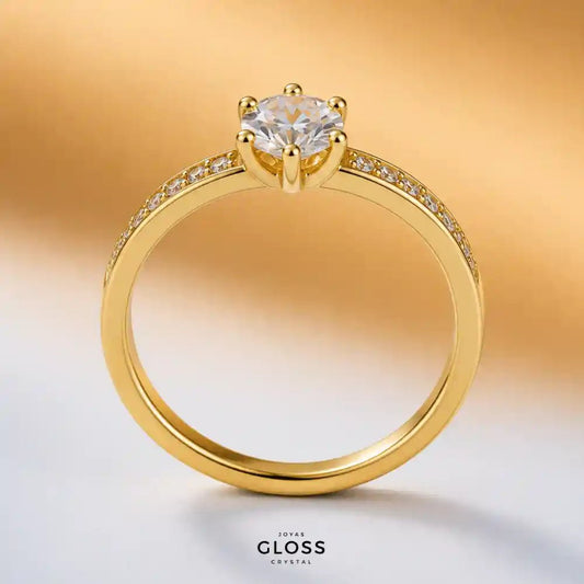 Anillo Compromiso Olimpo Petit Baño de Oro 18k - Joyas Gloss Crystal