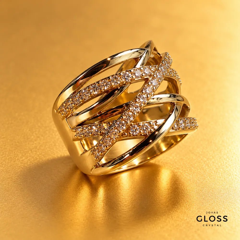 Anillo Couronne Oro 18k - Joyas Gloss Crystal