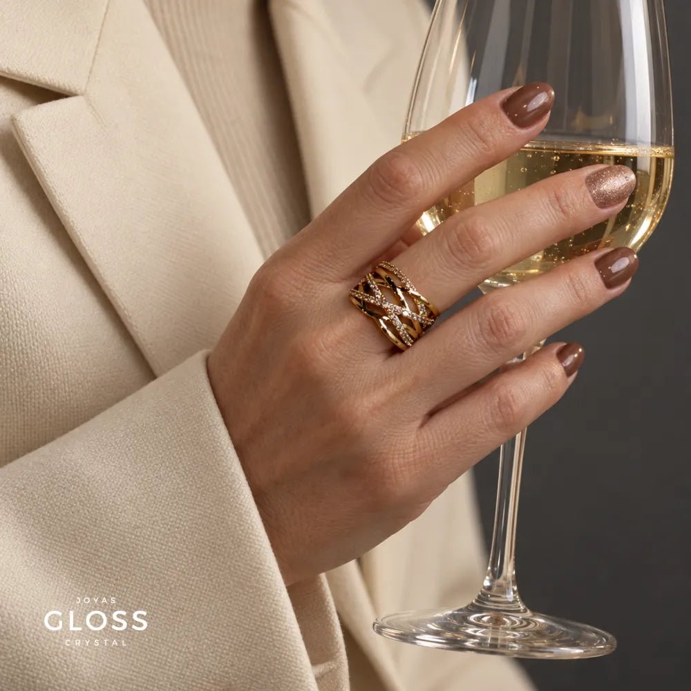 Anillo Couronne Oro 18k - Joyas Gloss Crystal