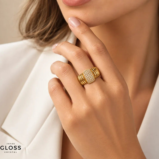 Anillo Etoile Daree Oro 18k - Joyas Gloss Crystal