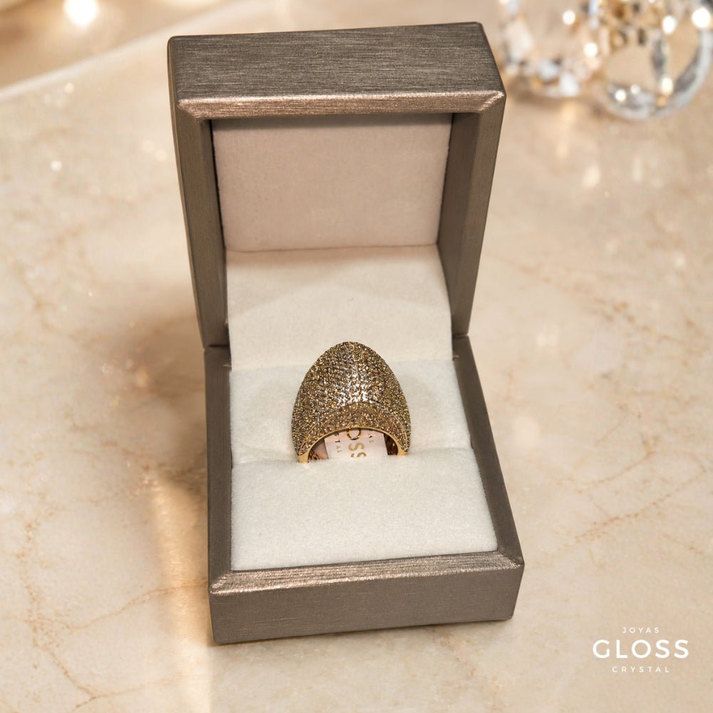 Anillo Gala Baño de Oro 18k - Joyas Gloss Crystal