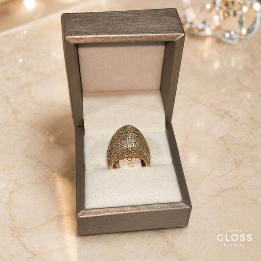 Anillo Gala Baño de Oro 18k - Joyas Gloss Crystal