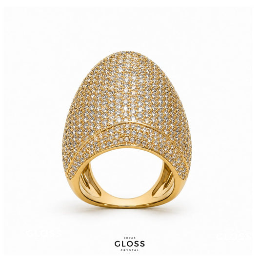 Anillo Gala Baño de Oro 18k - Joyas Gloss Crystal