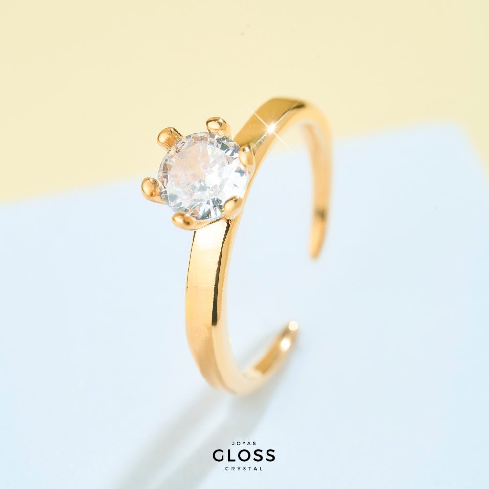 Anillo Gloss Ajustable Baño Oro 18k - Joyas Gloss Crystal