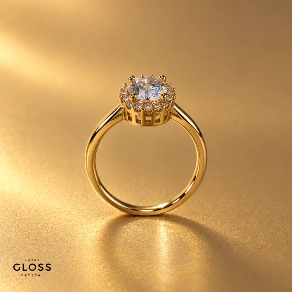 Anillo Golden Crystal Oro 18k - Joyas Gloss Crystal