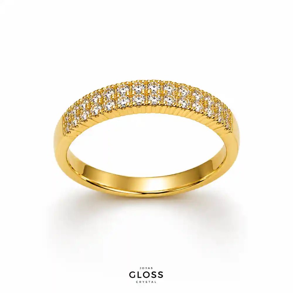 Anillo Ignacia Doble Cintillo enchape Oro 18k - Joyas Gloss Crystal
