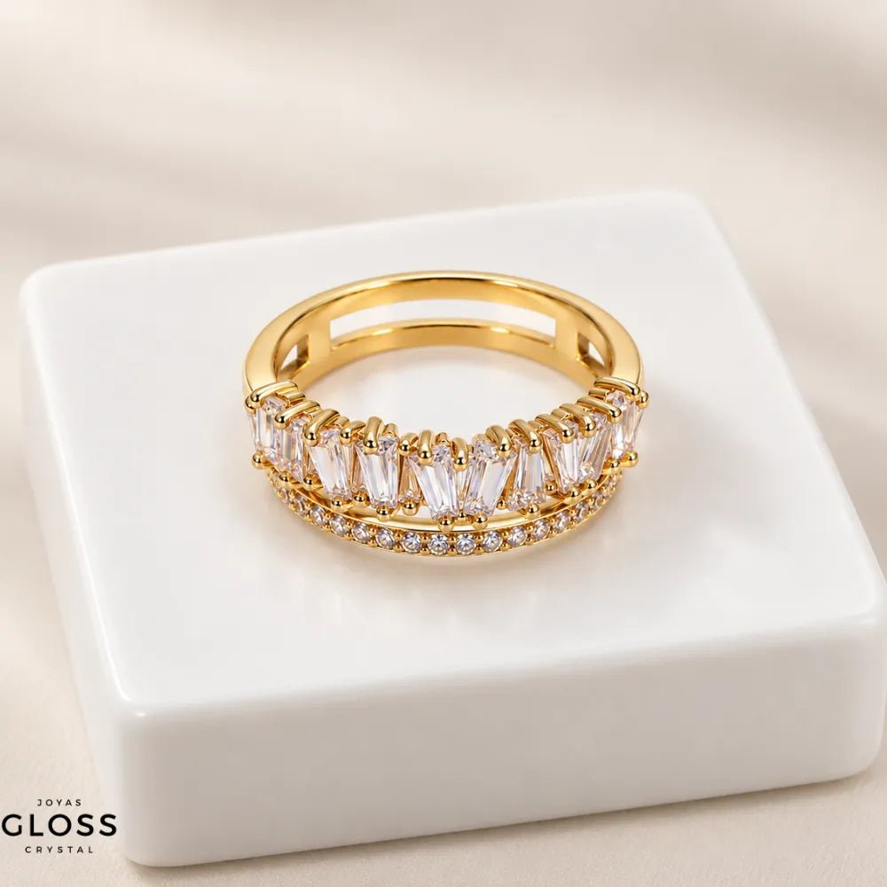 Anillo Solar Doble Oro 18k - Joyas Gloss Crystal