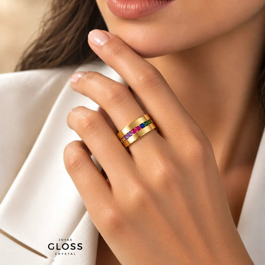 Anillo Soleil Oro 18k - Joyas Gloss Crystal