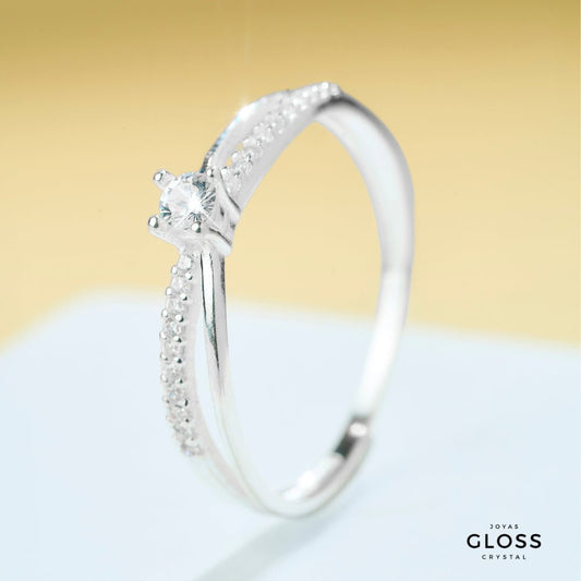 Anillo Solitario Cecilia Plata 925 - Joyas Gloss Crystal