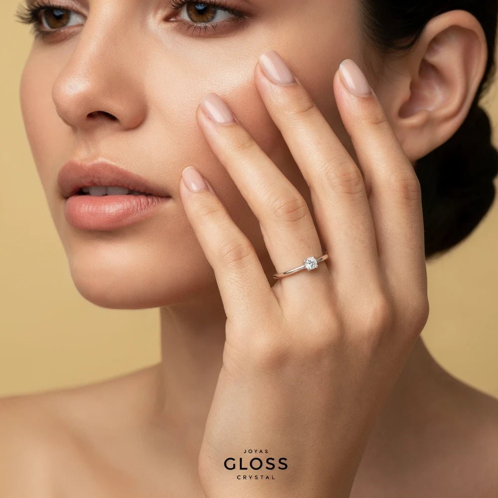 Anillo Solitario Linda Plata 925 - Joyas Gloss Crystal