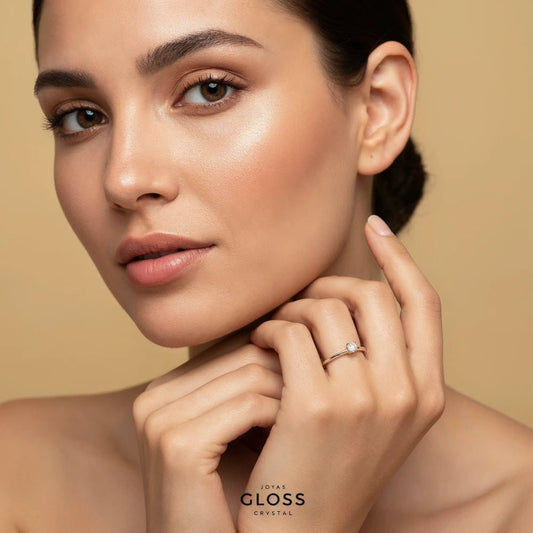 Anillo Solitario Linda Plata 925 - Joyas Gloss Crystal