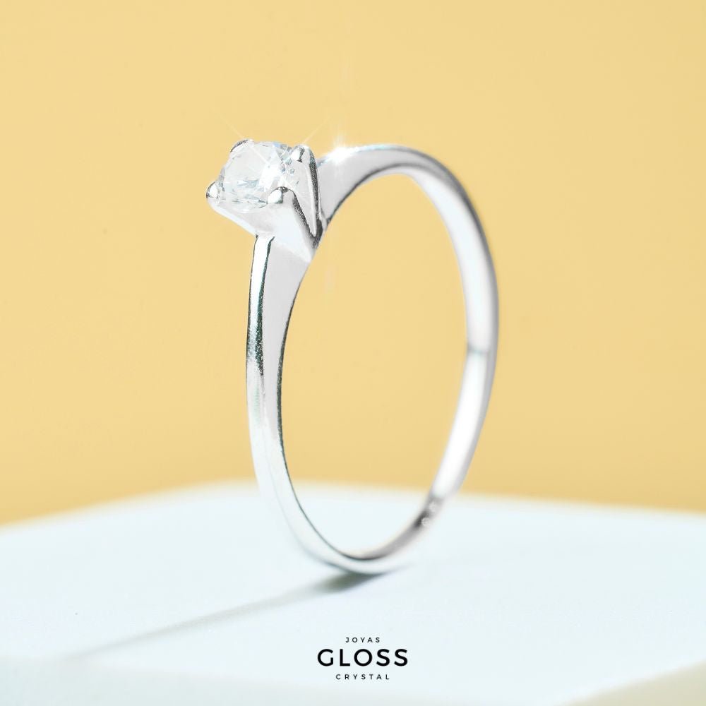 Anillo Solitario Linda Plata 925 - Joyas Gloss Crystal