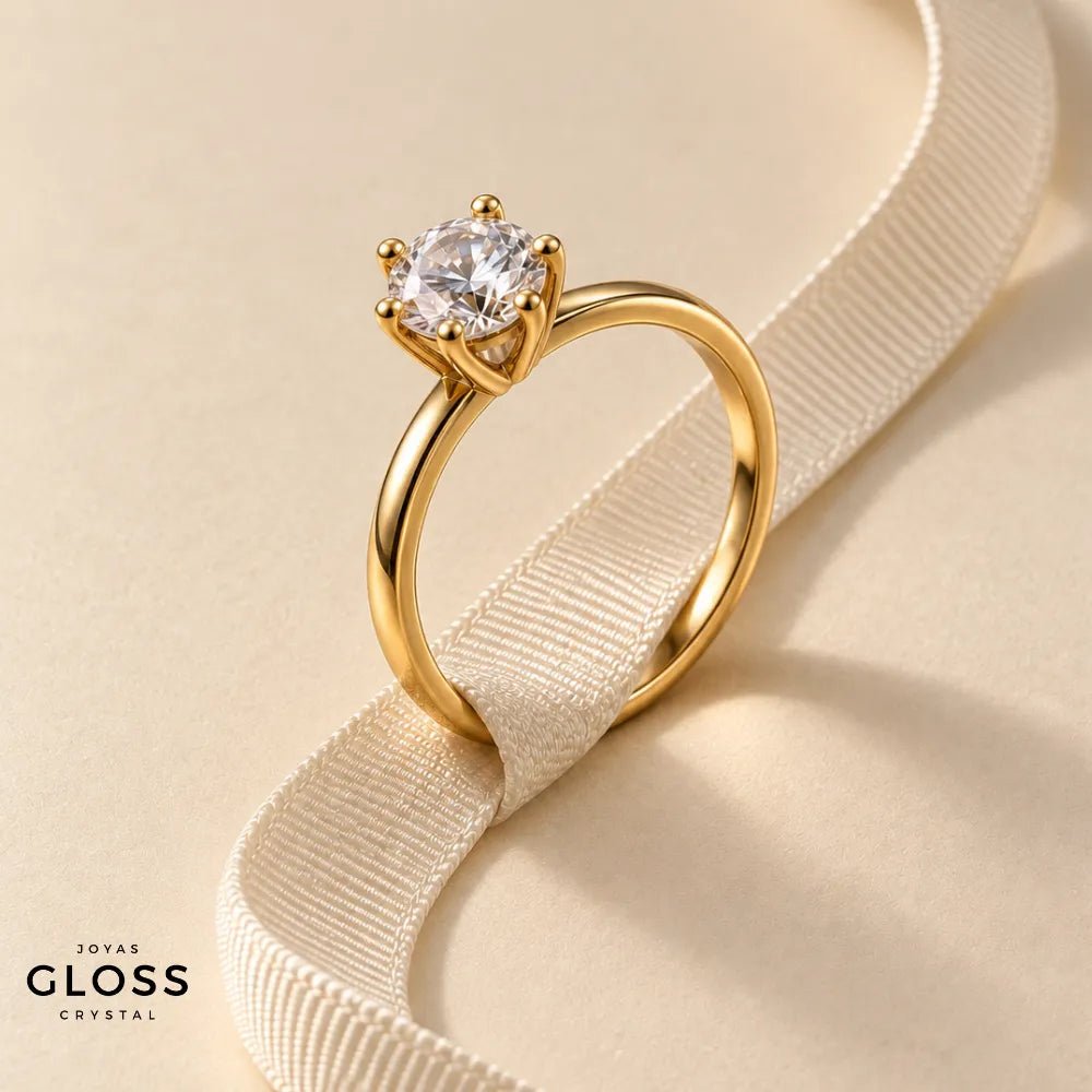 Anillo Solitario Solana Oro 18k - Joyas Gloss Crystal