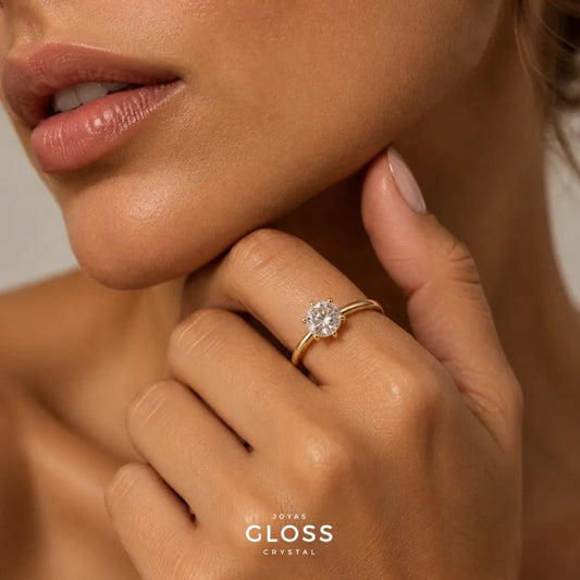 Anillo Solitario Solana Oro 18k - Joyas Gloss Crystal