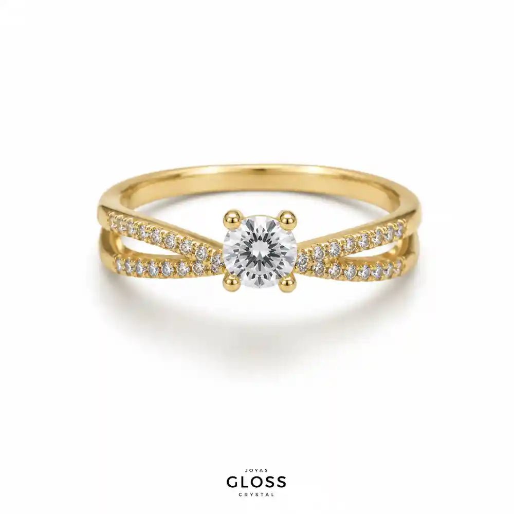 Anillo Unión Compromiso Baño de Oro 18k - Joyas Gloss Crystal