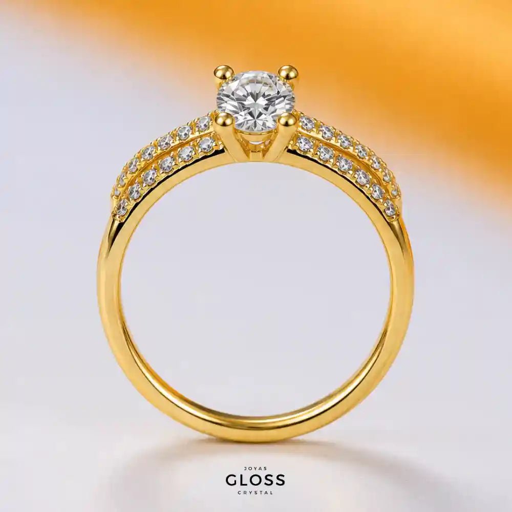 Anillo Unión Compromiso Baño de Oro 18k - Joyas Gloss Crystal