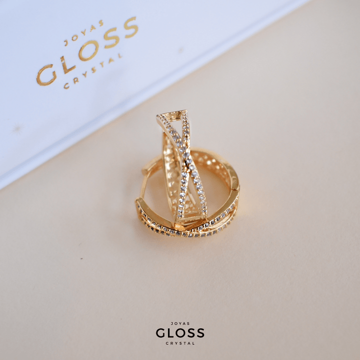 Aros Agustina Oro - Joyas Gloss Crystal