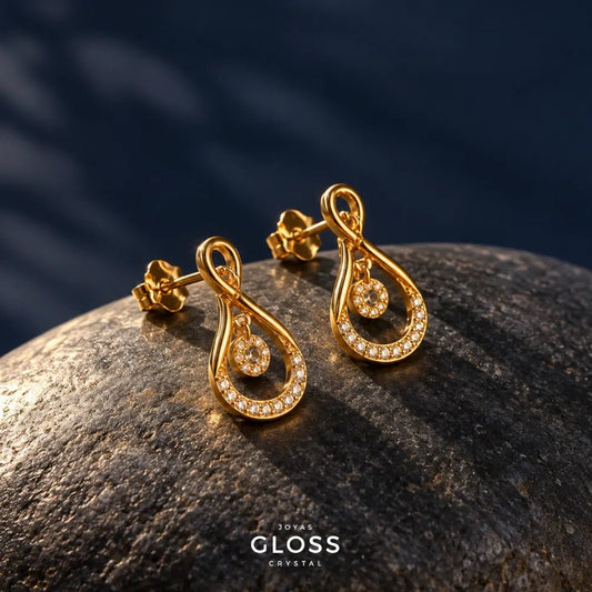 Aros Alba Oro 18k - Joyas Gloss Crystal