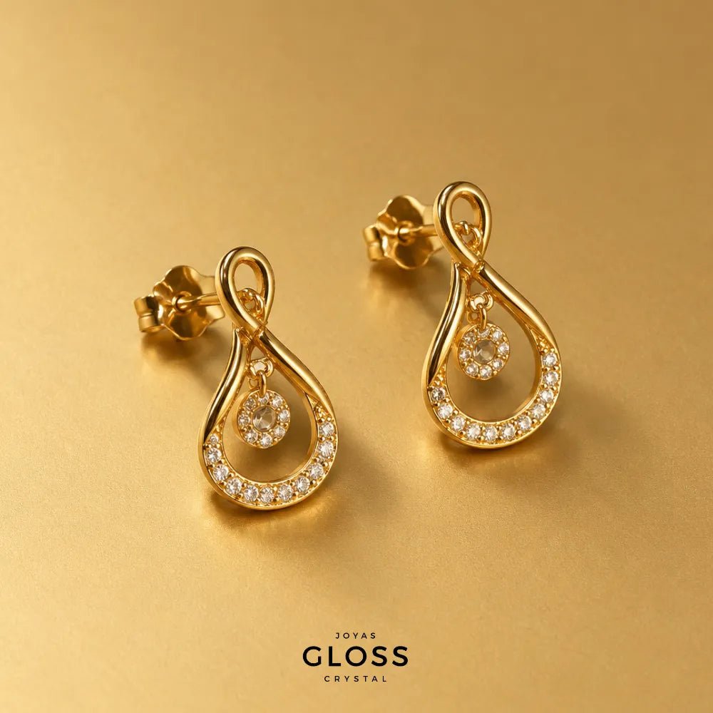 Aros Alba Oro 18k - Joyas Gloss Crystal
