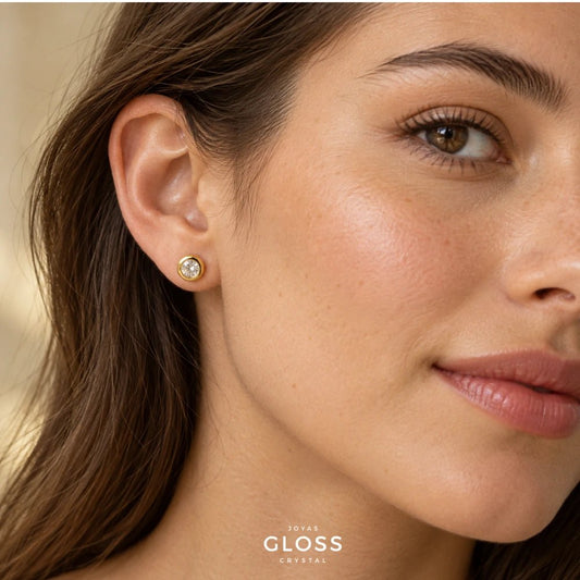 Aros Alejandría Crystal Oro 18k - Joyas Gloss Crystal