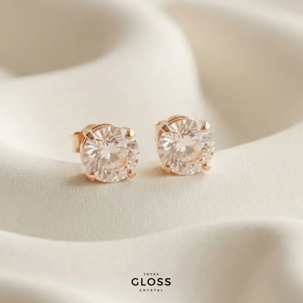 Aros Alejandría Medium Crystal Oro - Joyas Gloss Crystal