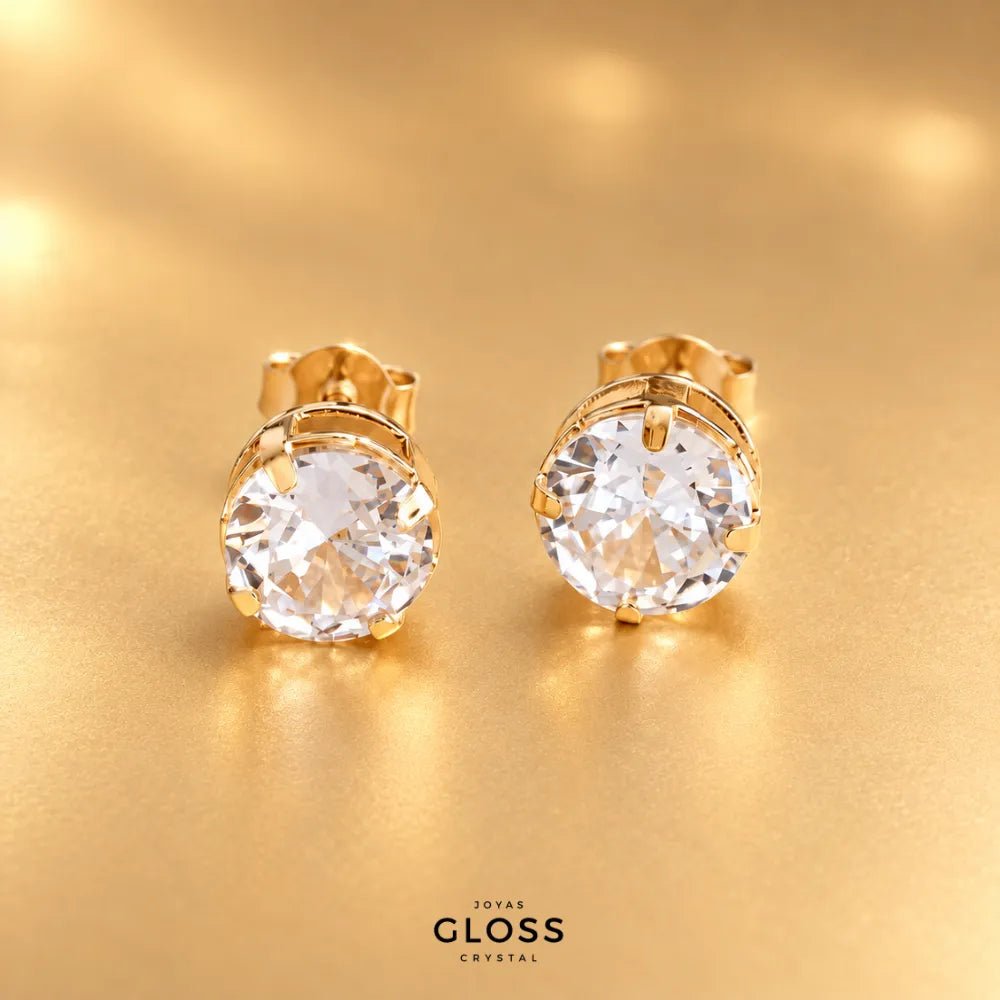 Aros Alejandría Medium Crystal Oro - Joyas Gloss Crystal