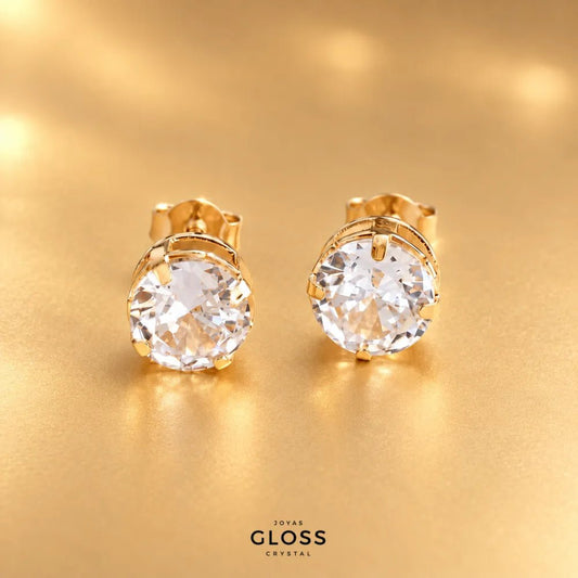 Aros Alejandría Medium Crystal Oro - Joyas Gloss Crystal