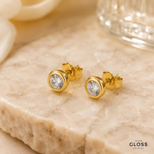 Aros Alejandría Medium Crystal Oro - Joyas Gloss Crystal
