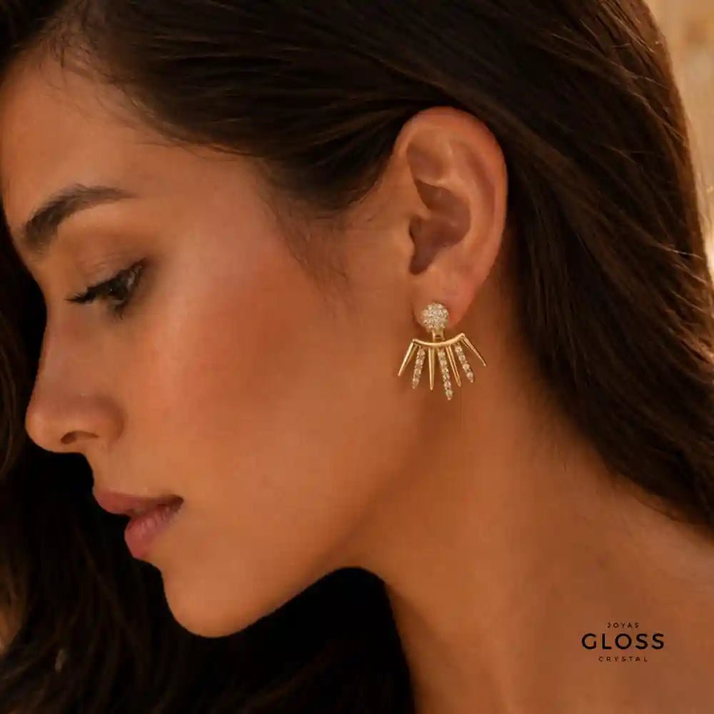 Aros Amanecer Baño de Oro 18k - Joyas Gloss Crystal