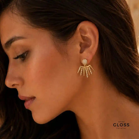 Aros Amanecer Baño de Oro 18k - Joyas Gloss Crystal