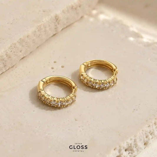 Aros Argolla Divina Baño de Oro 18K - Joyas Gloss Crystal