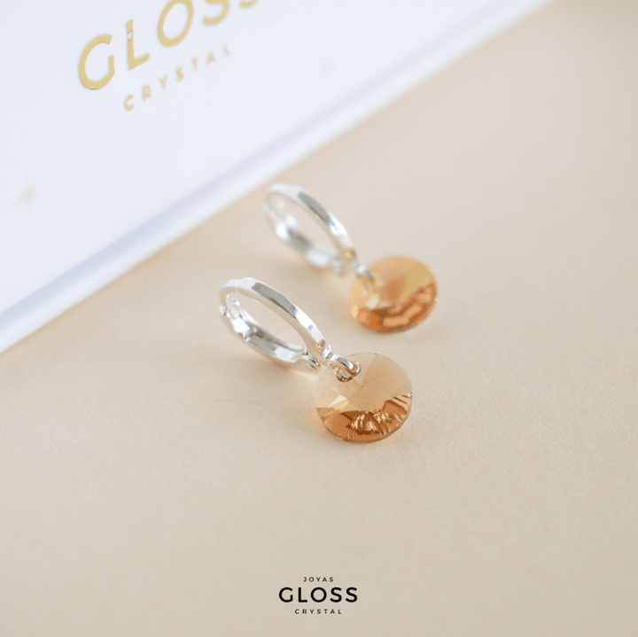 Aros Aura Ambar Plata - Joyas Gloss Crystal