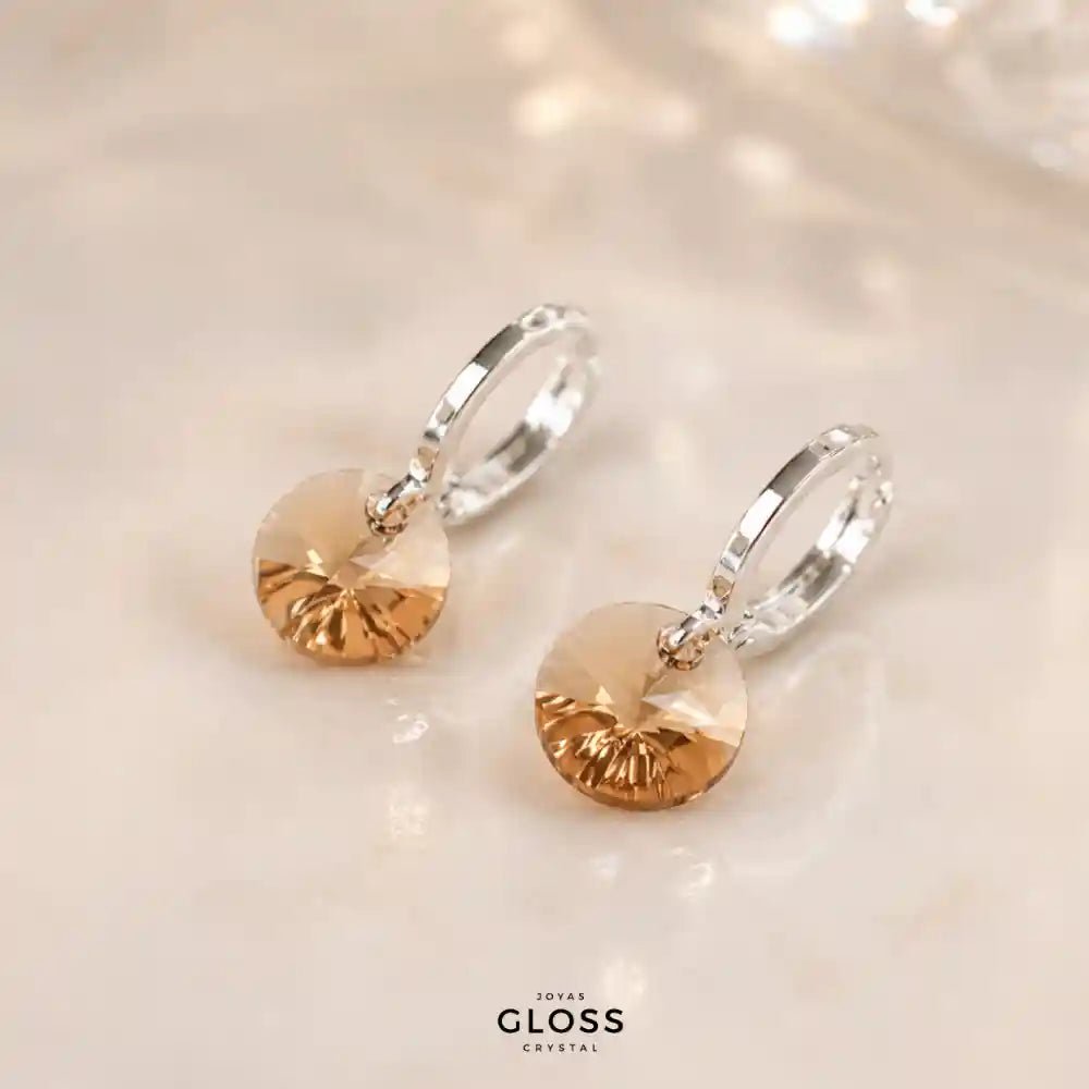 Aros Aura Ambar Plata - Joyas Gloss Crystal