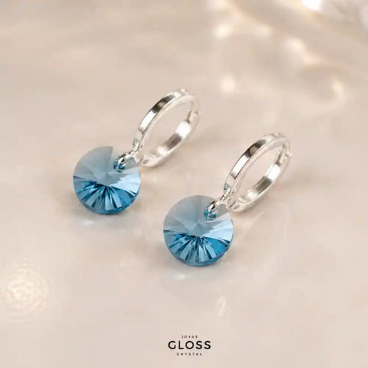 Aros Aura Aquamarine Plata - Joyas Gloss Crystal