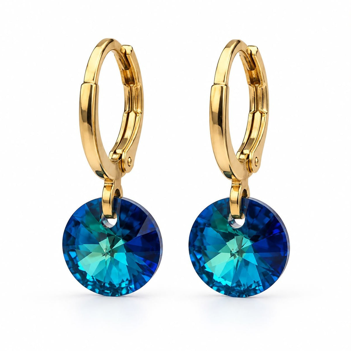 Aros Aura Bermuda Blue Oro 18K - Joyas Gloss Crystal