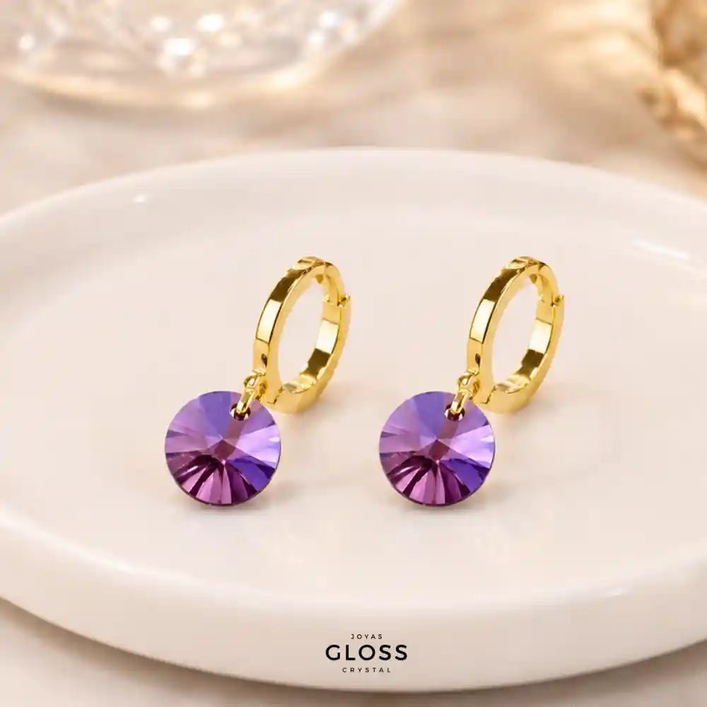 Aros Aura Morado Oro - Joyas Gloss Crystal