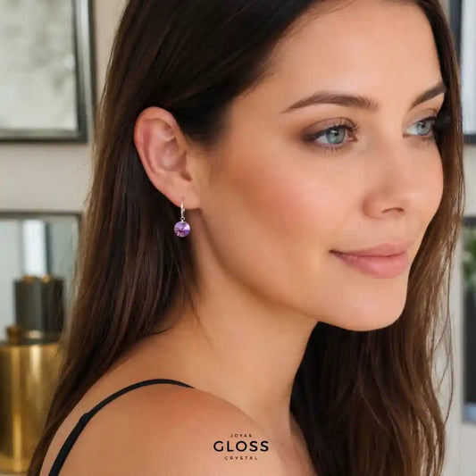 Aros Aura Morado Plata - Joyas Gloss Crystal