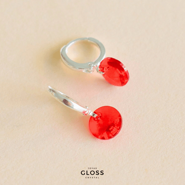 Aros Aura Rojo Plata - Joyas Gloss Crystal