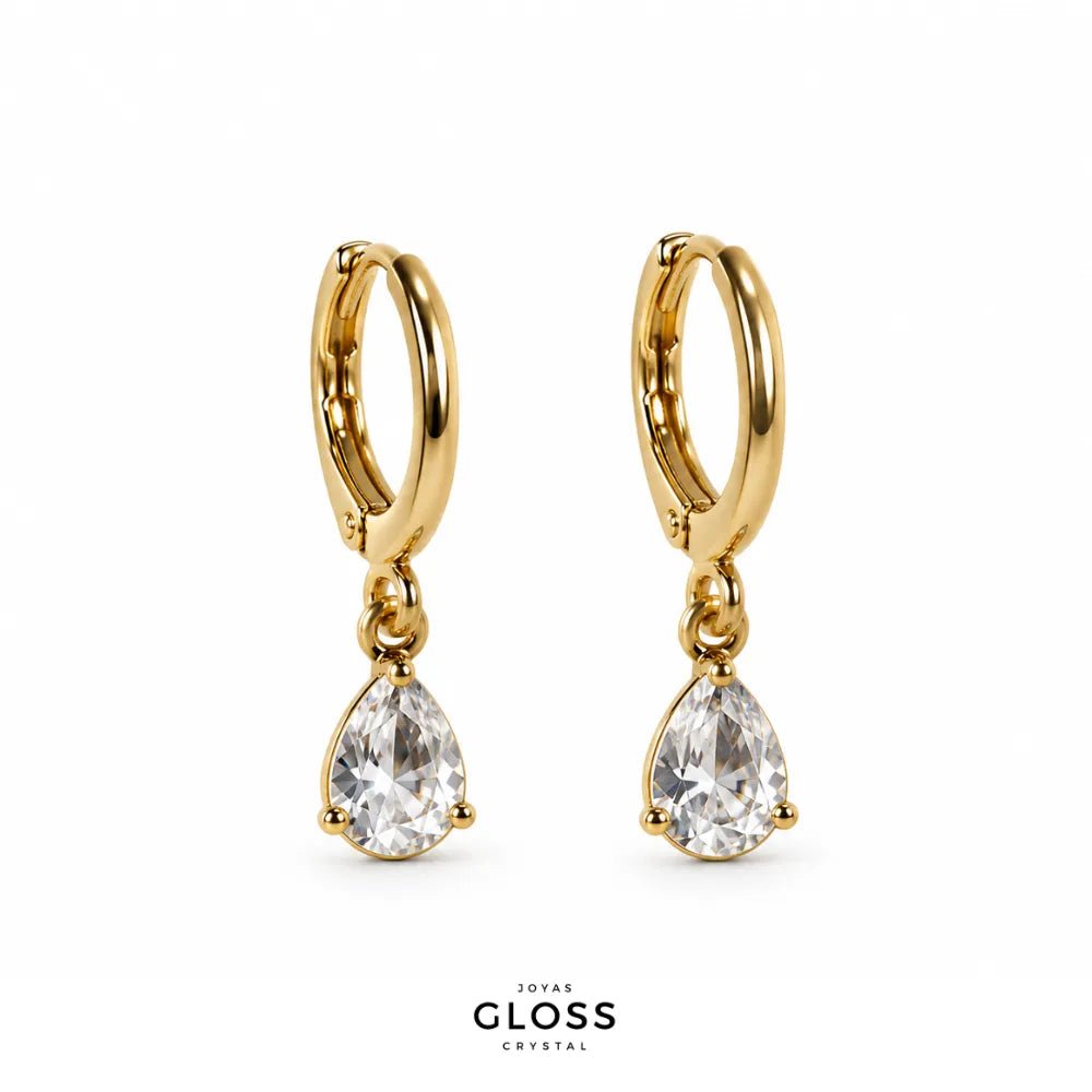 Aros Azalea Crystal Circón Baño de Oro 18k - Joyas Gloss Crystal
