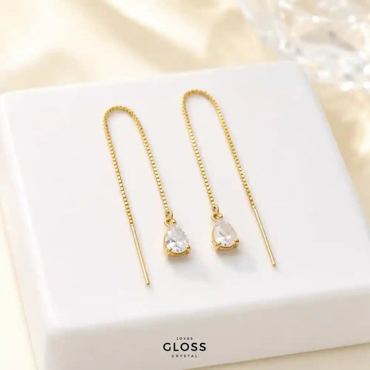 Aros Azalea Crystal Circón Colgante Baño de Oro 18k - Joyas Gloss Crystal