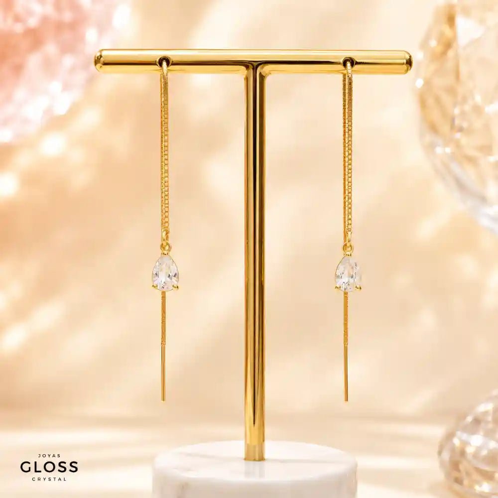 Aros Azalea Crystal Circón Colgante Baño de Oro 18k - Joyas Gloss Crystal