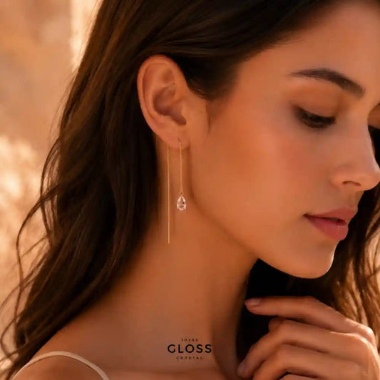 Aros Azalea Rosé Circón Colgante Baño de Oro - Joyas Gloss Crystal