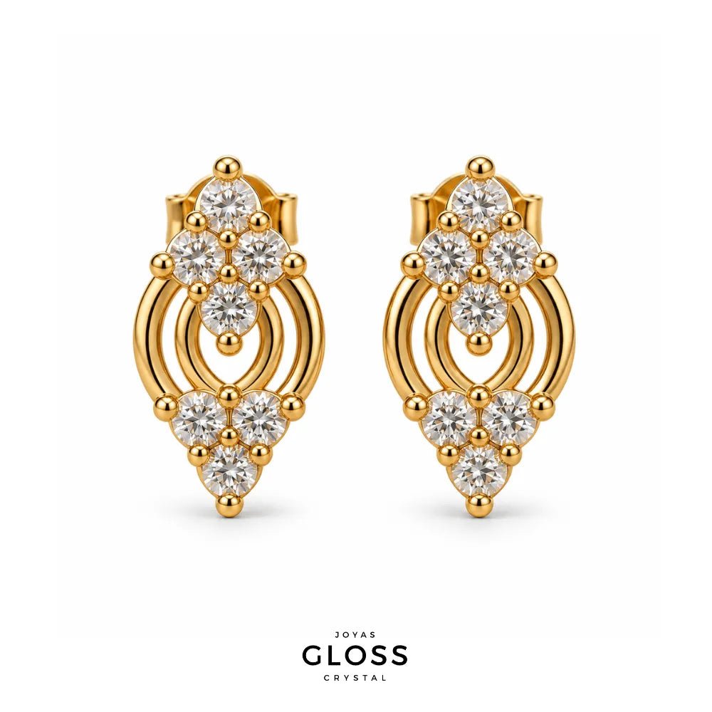 Aros Azurra Oro 18K - Joyas Gloss Crystal