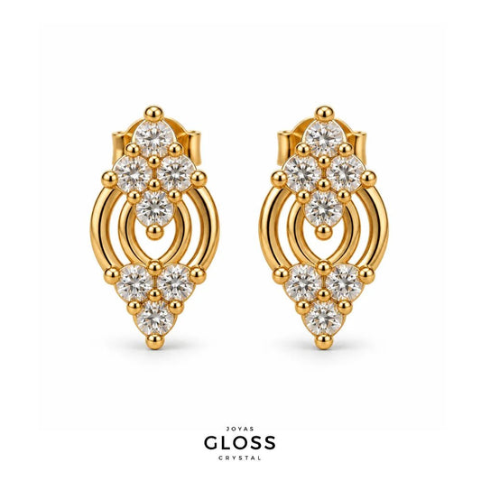 Aros Azurra Oro 18K - Joyas Gloss Crystal
