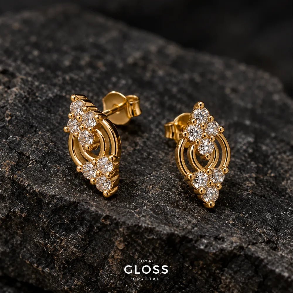 Aros Azurra Oro 18K - Joyas Gloss Crystal