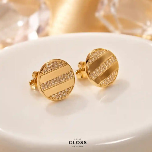 Aros Betelgeuse Enchape Oro 18k - Joyas Gloss Crystal