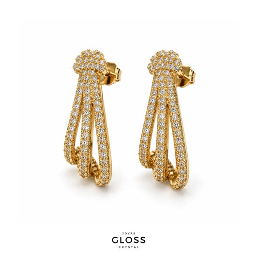 Aros Brezza Oro 18K - Joyas Gloss Crystal