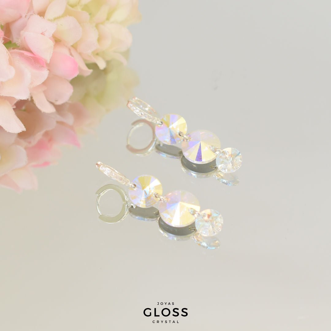 Aros Christiane Plata Cristales Genuinos - Joyas Gloss Crystal