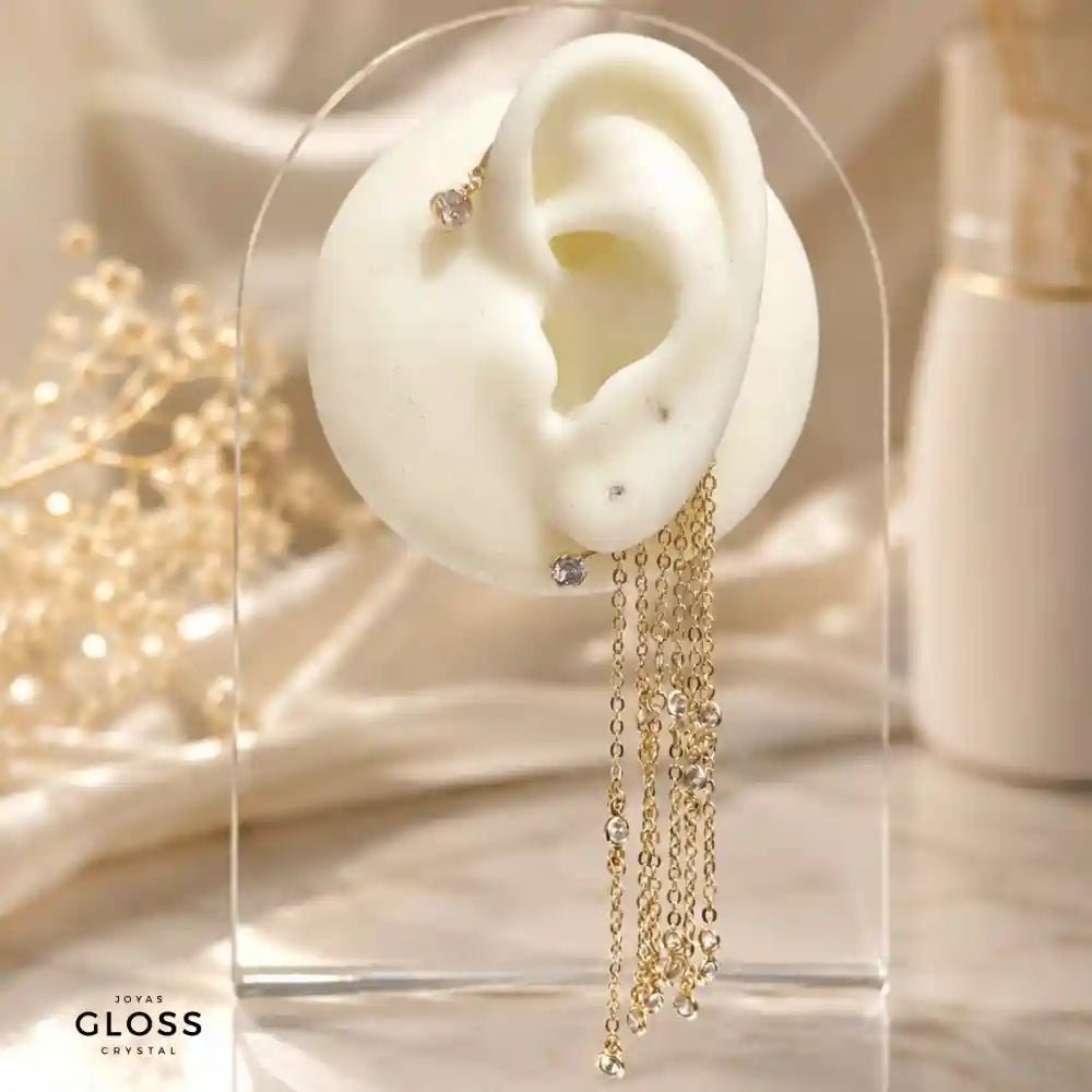Aros Dreams Ear Cuff izquierdo Baño de Oro 18k (solo 1 aro) - Joyas Gloss Crystal